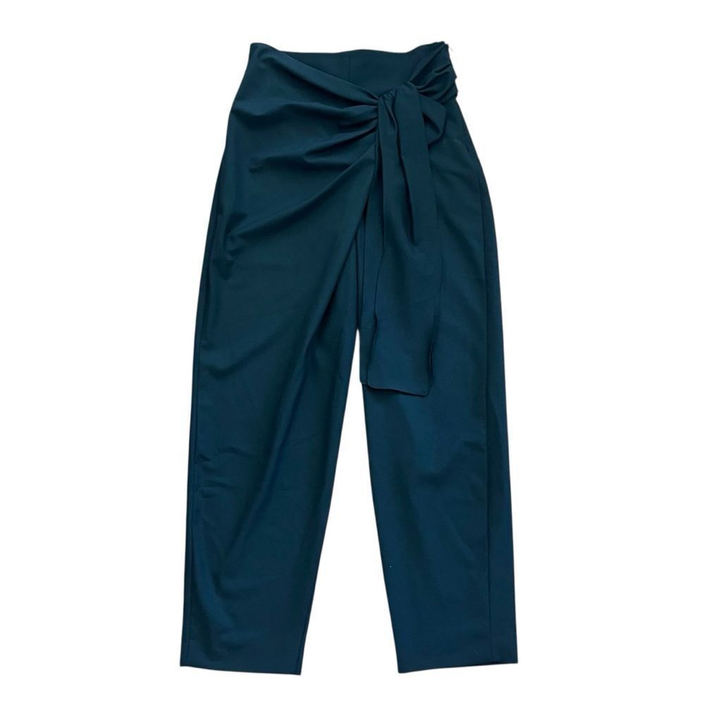 ZARA Hi Waisted Bow Tie Crossover Black Trouser Pants